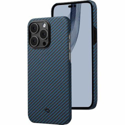 Étui Pitaka MagEZ Pro iPhone15 Pro Max NOIR-BLEU Twill 1500D